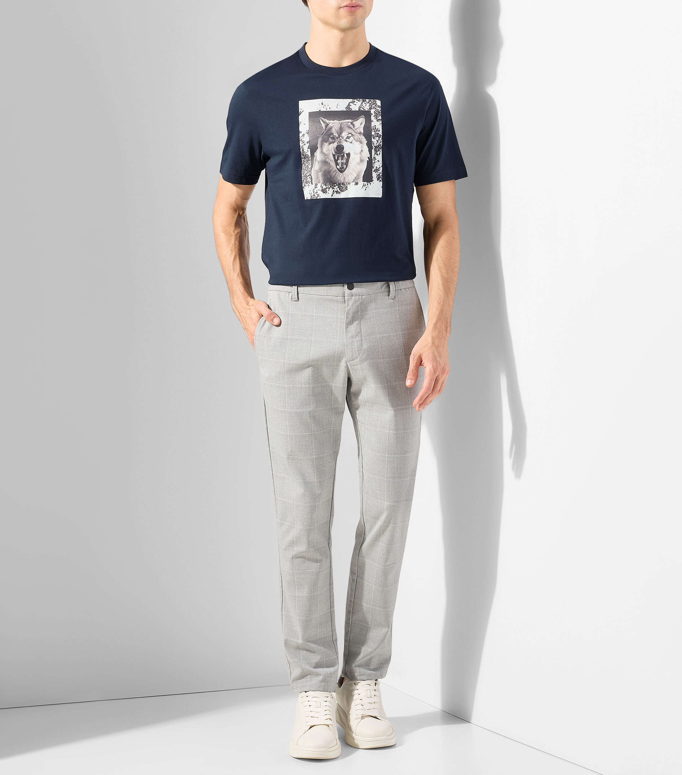 Playera de cuello redondo con manga corta estampada Hombre